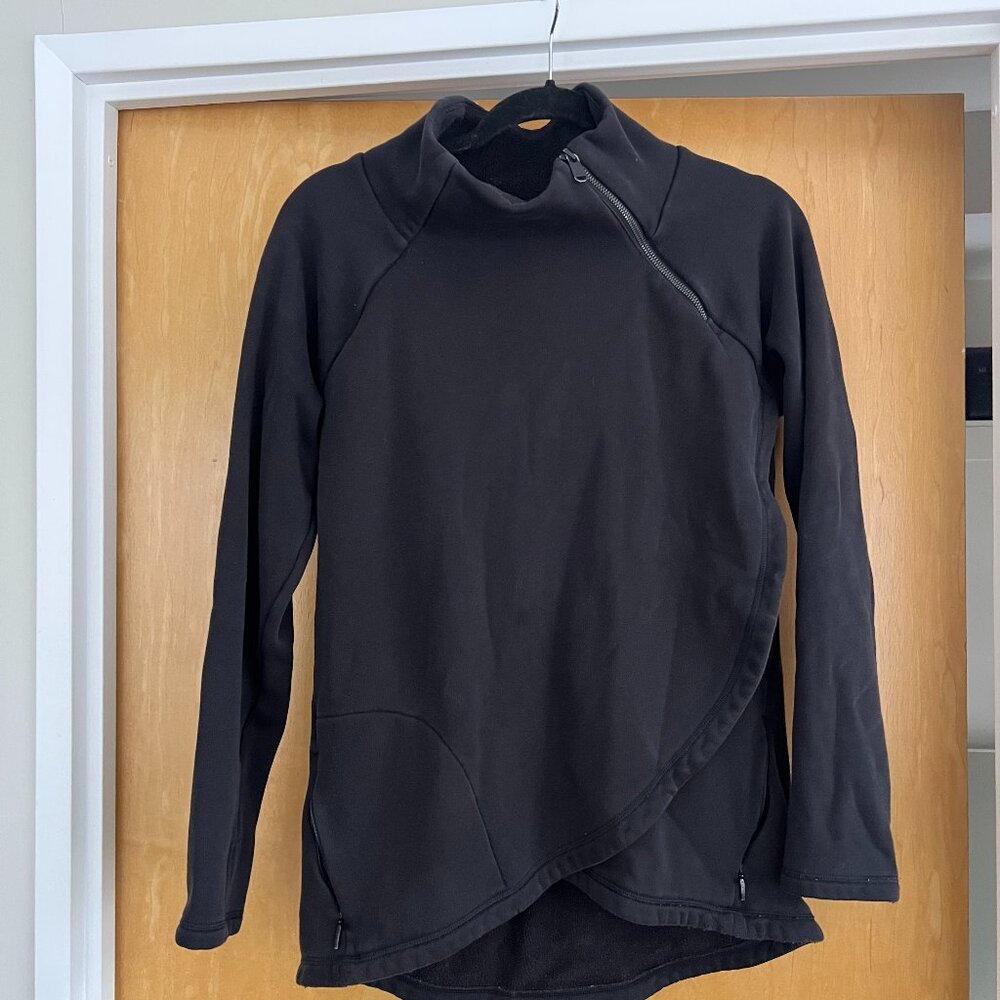 Athleta Cozy Karma Sweatshirt Zip-up | Size M-Tall | Black
